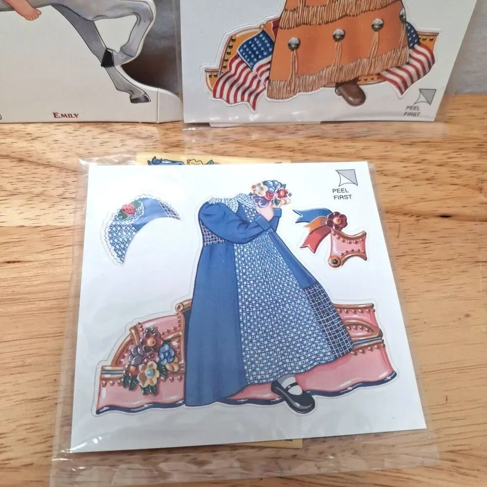 Vintage KIDOODLES Vinyl Cling Doll Girl on Horse 4 Clothing Sets Peck Aubry 1996
